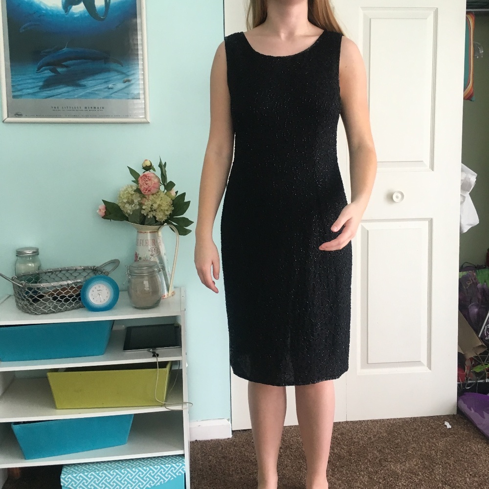 Black Beaded Cocktail Dress